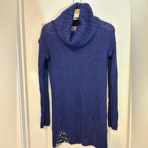 Juicy Couture Royal Blue Cowl Neck elongated Sweater, size S, runs like M